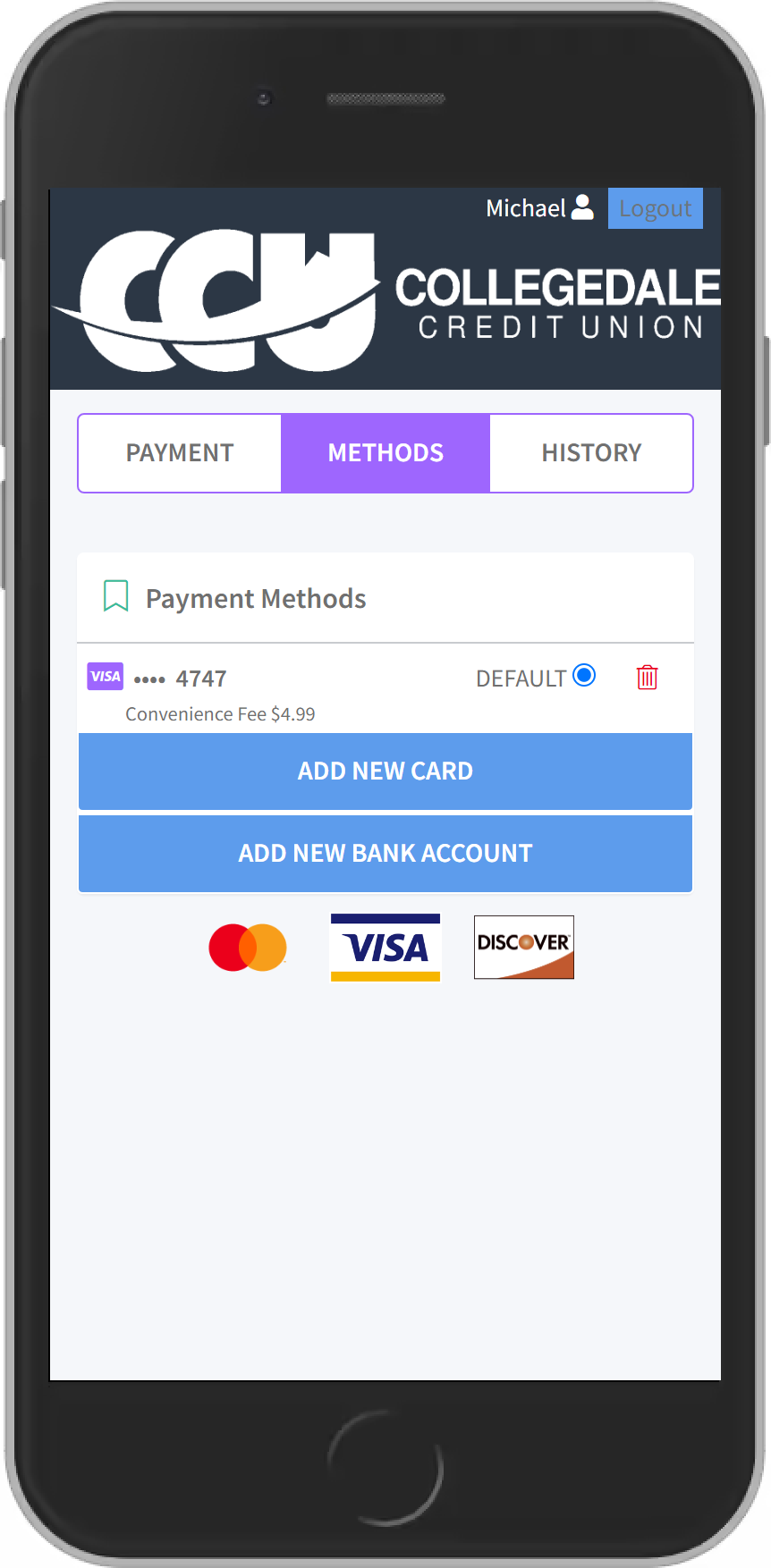 Adding your preferred payment method screenshot