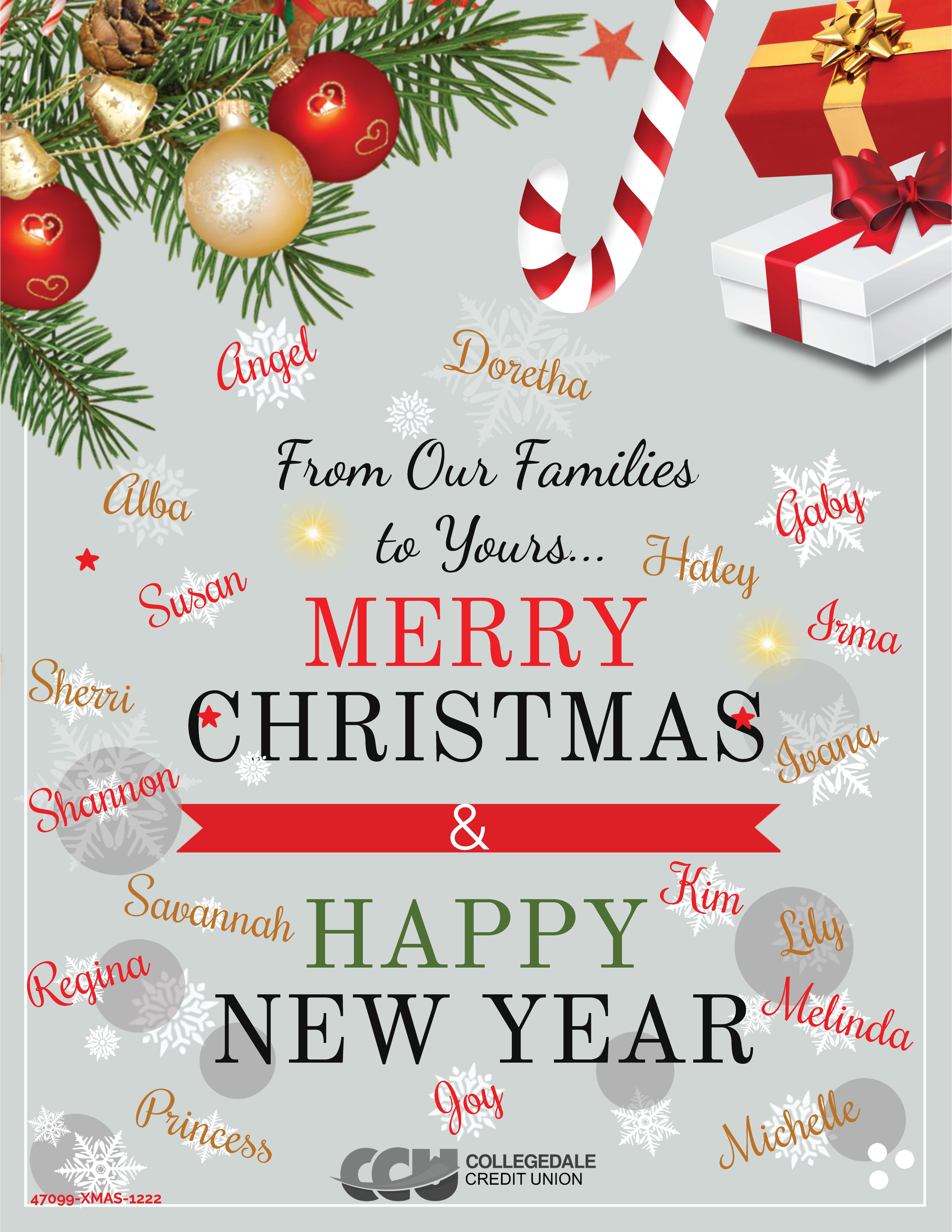 From Our Families to Yours... Merry Christmas and Happy New Year 